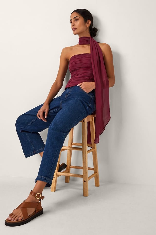 Monsoon Monsoon Women's The India Edit Colette Ruched Bandeau Top & Scarf Red - 3