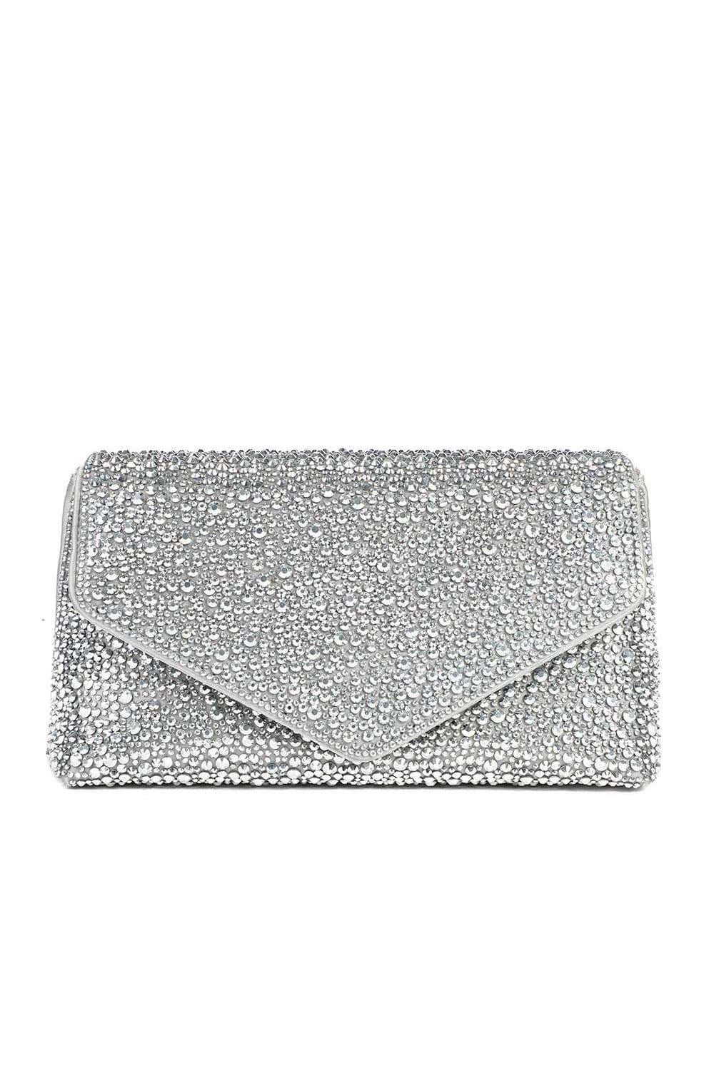 Jones Bootmaker Jones Bootmaker Women's Vertigo Touch Fasten Embellished Clutch Bag in Silver
