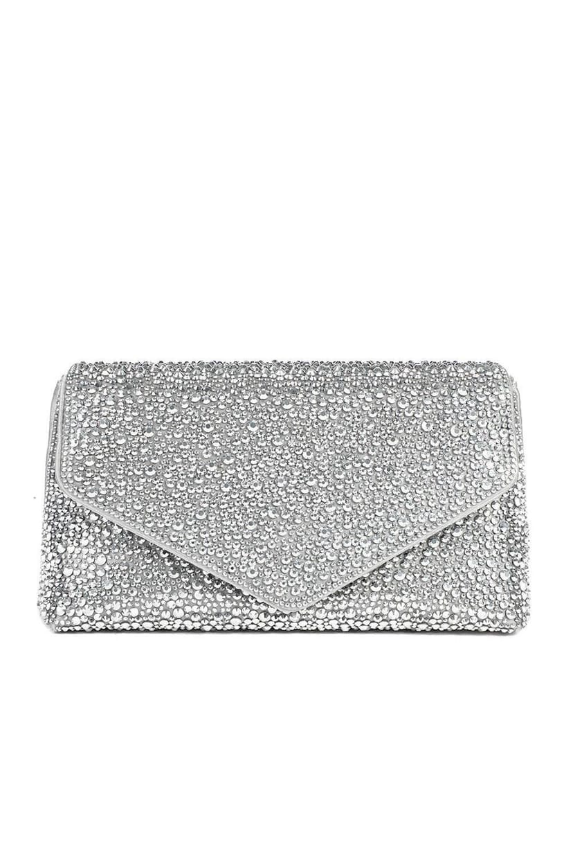 Jones Bootmaker Jones Bootmaker Women's Vertigo Touch Fasten Embellished Clutch Bag in Silver - 1