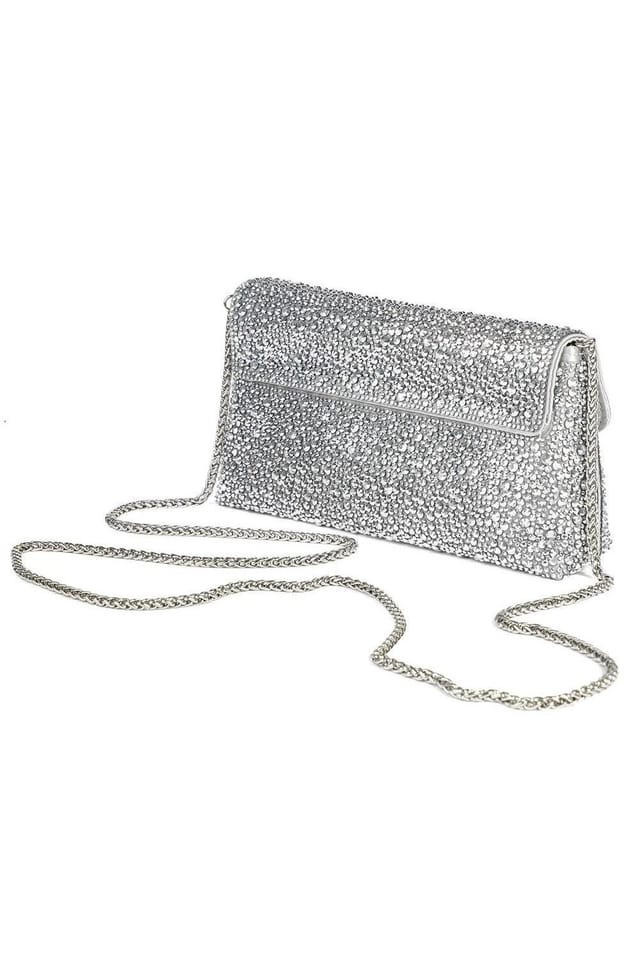 Jones Bootmaker Jones Bootmaker Women's Vertigo Touch Fasten Embellished Clutch Bag in Silver - 2