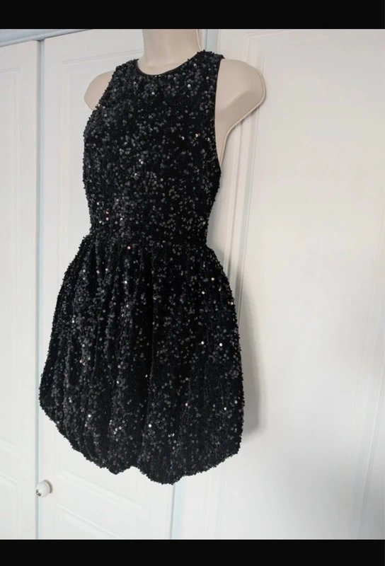 ASOS ASOS Luxe bubble hem mini dress in black sequin size 12 - 1