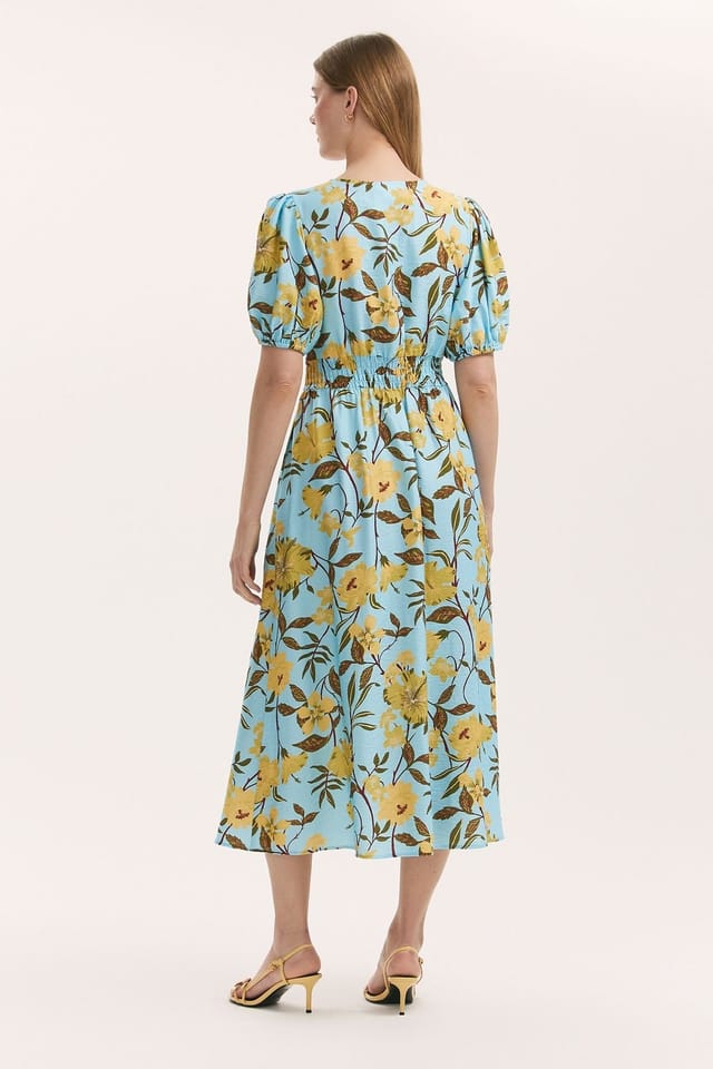 Finery London Finery London Women's Addison Floral Crepe Midi Dress in Aqua - 3