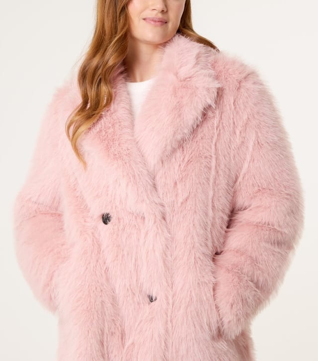 Blue Vanilla Women's Pink Long Fluffy Faux Fur Coat Blue Vanilla New Look - 2