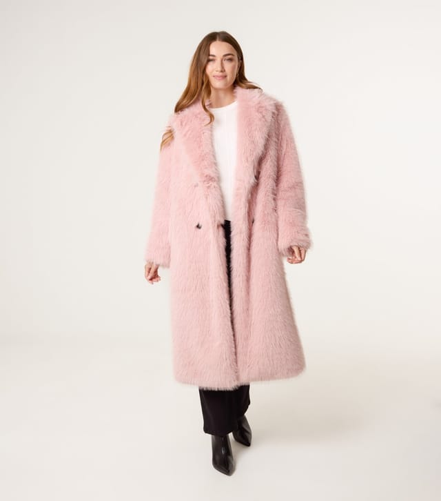 Blue Vanilla Women's Pink Long Fluffy Faux Fur Coat Blue Vanilla New Look - 3