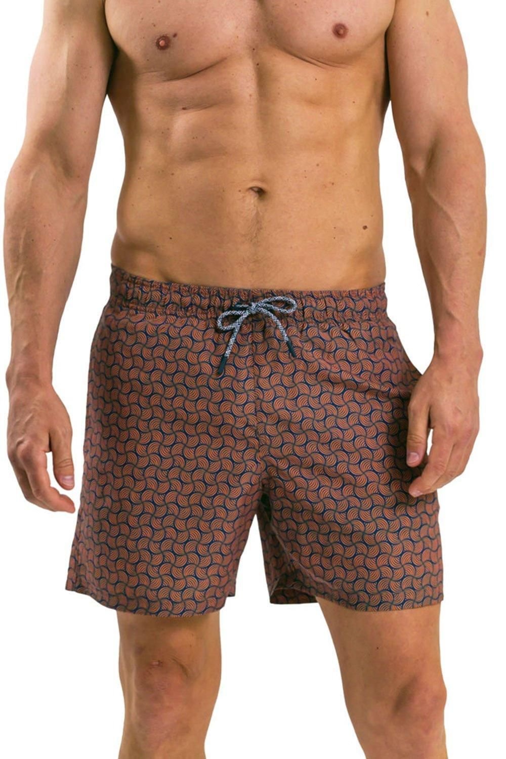 RIPT Essentials RIPT Essentials Men's Swirl Print Swim Shorts in Orange - 1