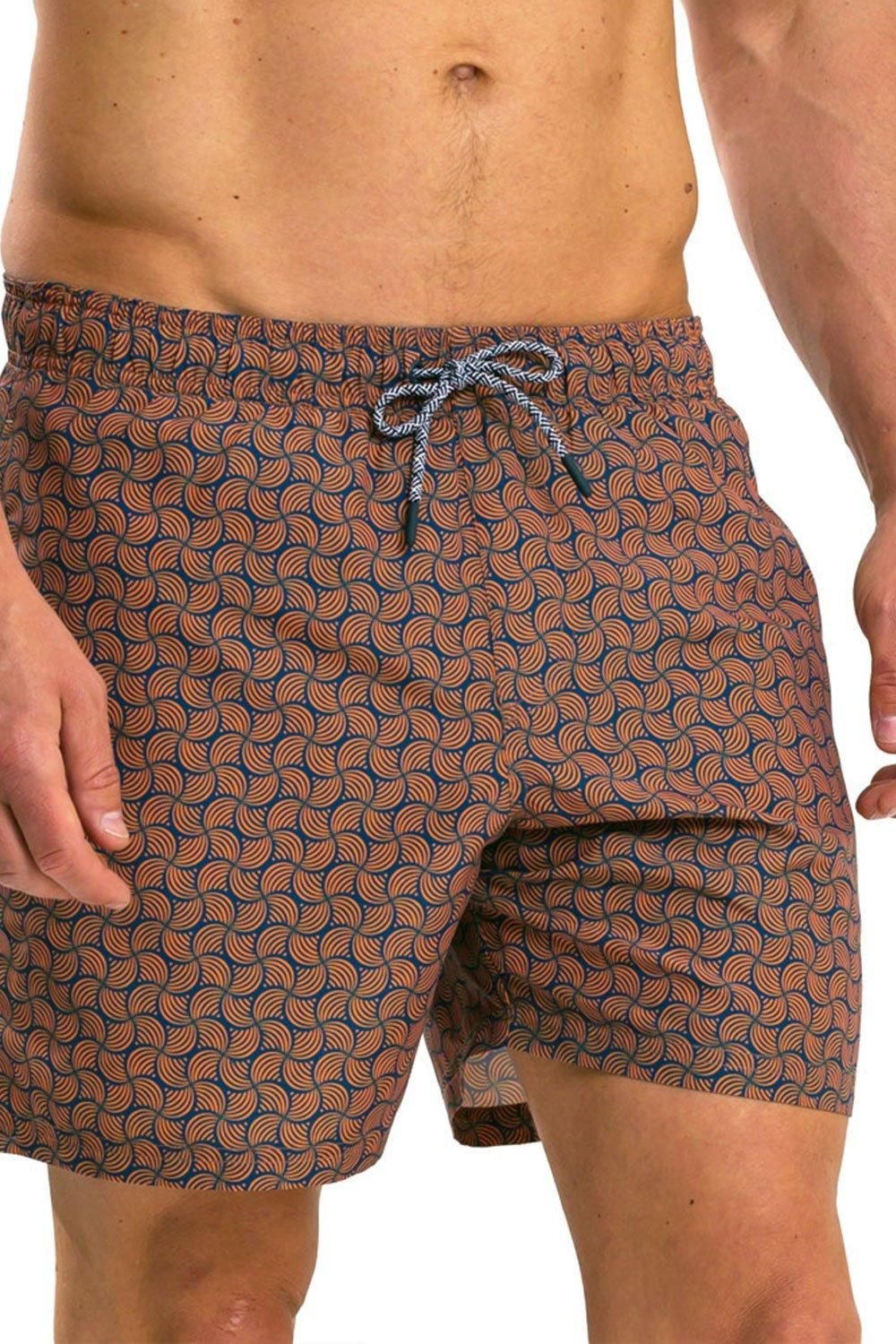 RIPT Essentials RIPT Essentials Men's Swirl Print Swim Shorts in Orange - 2