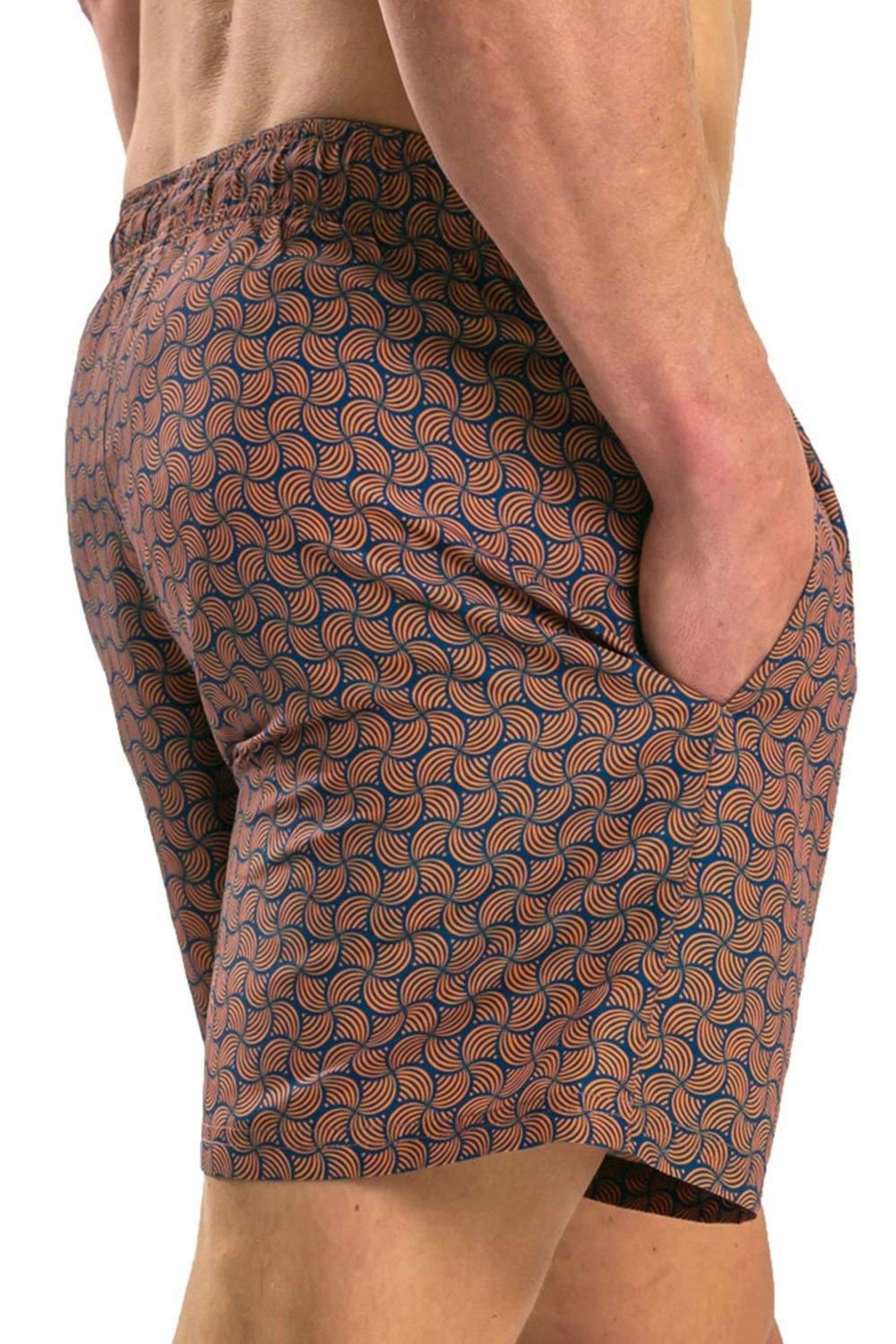 RIPT Essentials RIPT Essentials Men's Swirl Print Swim Shorts in Orange - 3