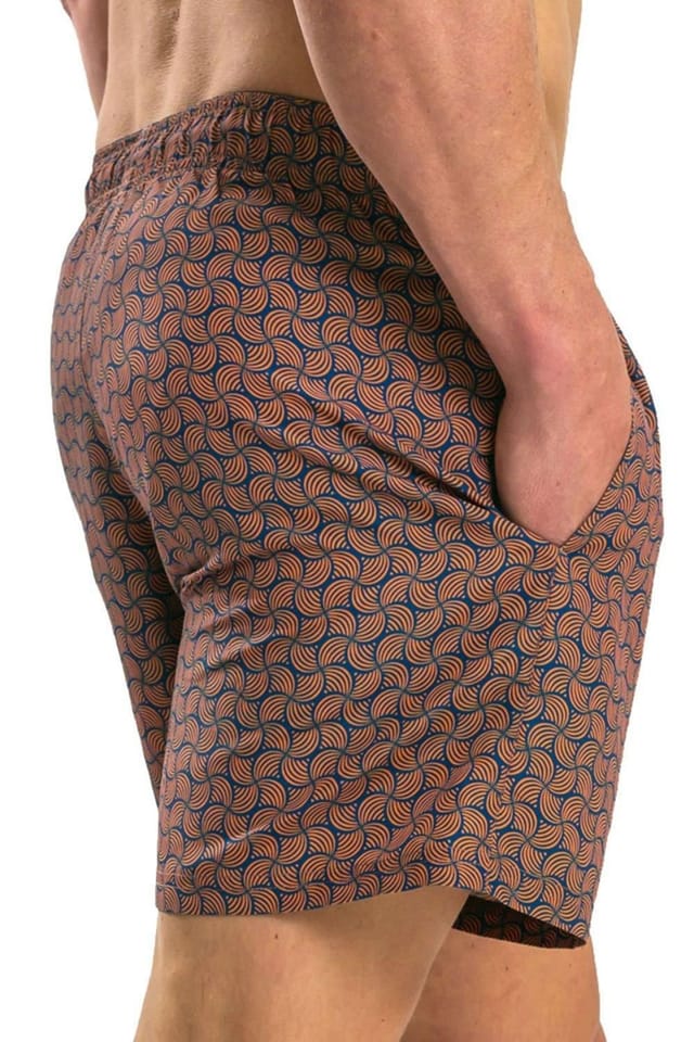 RIPT Essentials RIPT Essentials Men's Swirl Print Swim Shorts in Orange - 3