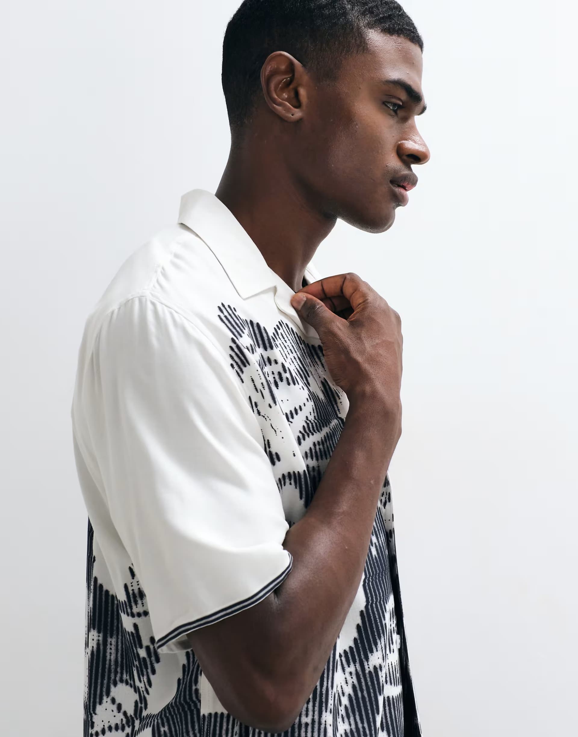 ASOS Vertere Berlin morph viscose shirt in cream and black