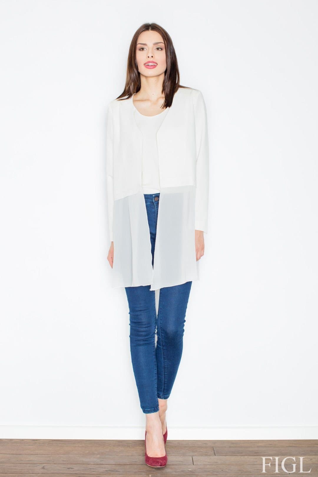 Love Lace Love Lace White Transparent V Neck Slip Jacket