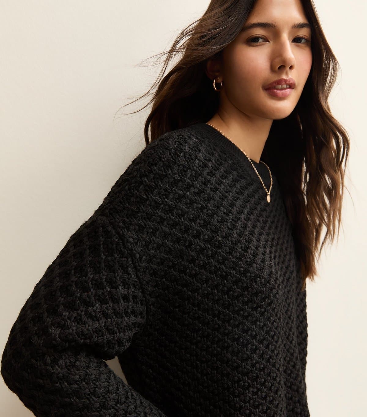 New Look Women's Black Stitch Knit Jumper New Look