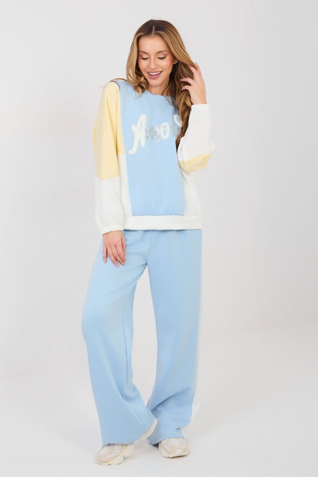 Love Lace Love Lace Women's Buttery Soft Sequin Logo Tracksuit Set in Blue