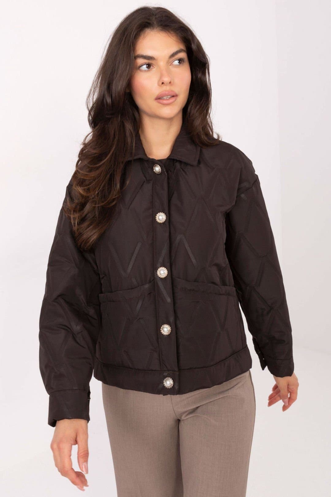 Love Lace Love Lace Women's Quilted Transitional Button Jacket in Brown