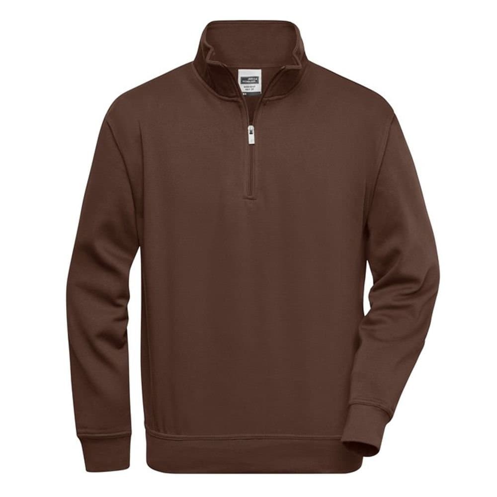 James and Nicholson James and Nicholson Men's Workwear Quarter Zip Sweatshirt in Brown