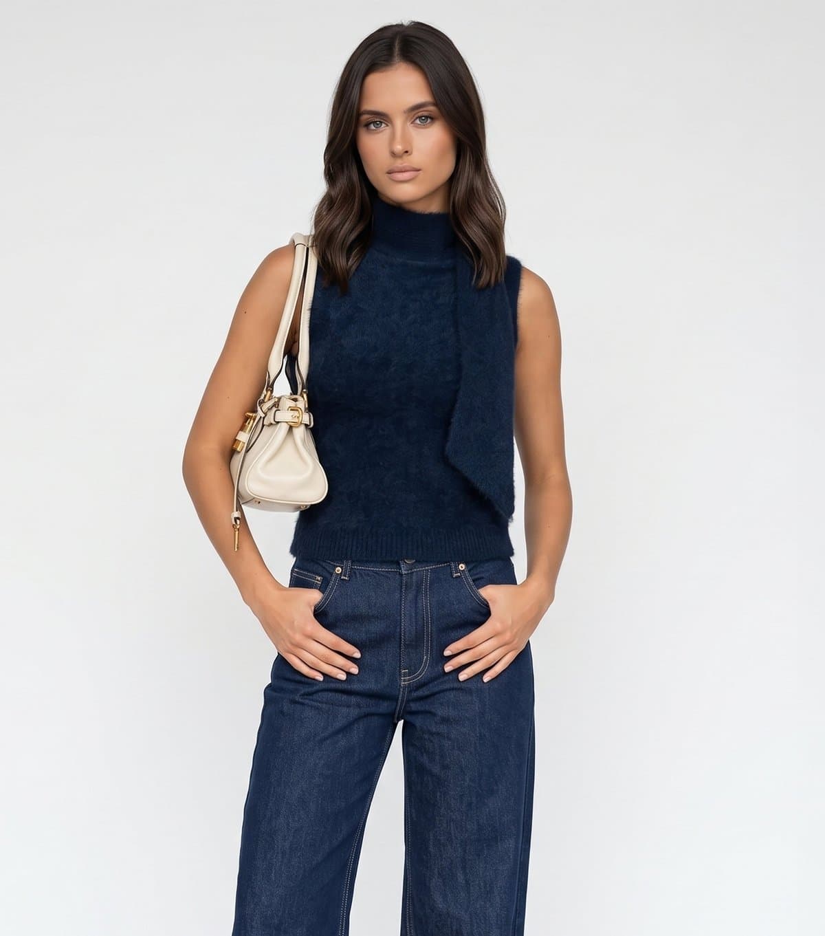 Urban Bliss Navy Boucle Textured Scarf Urban Bliss New Look