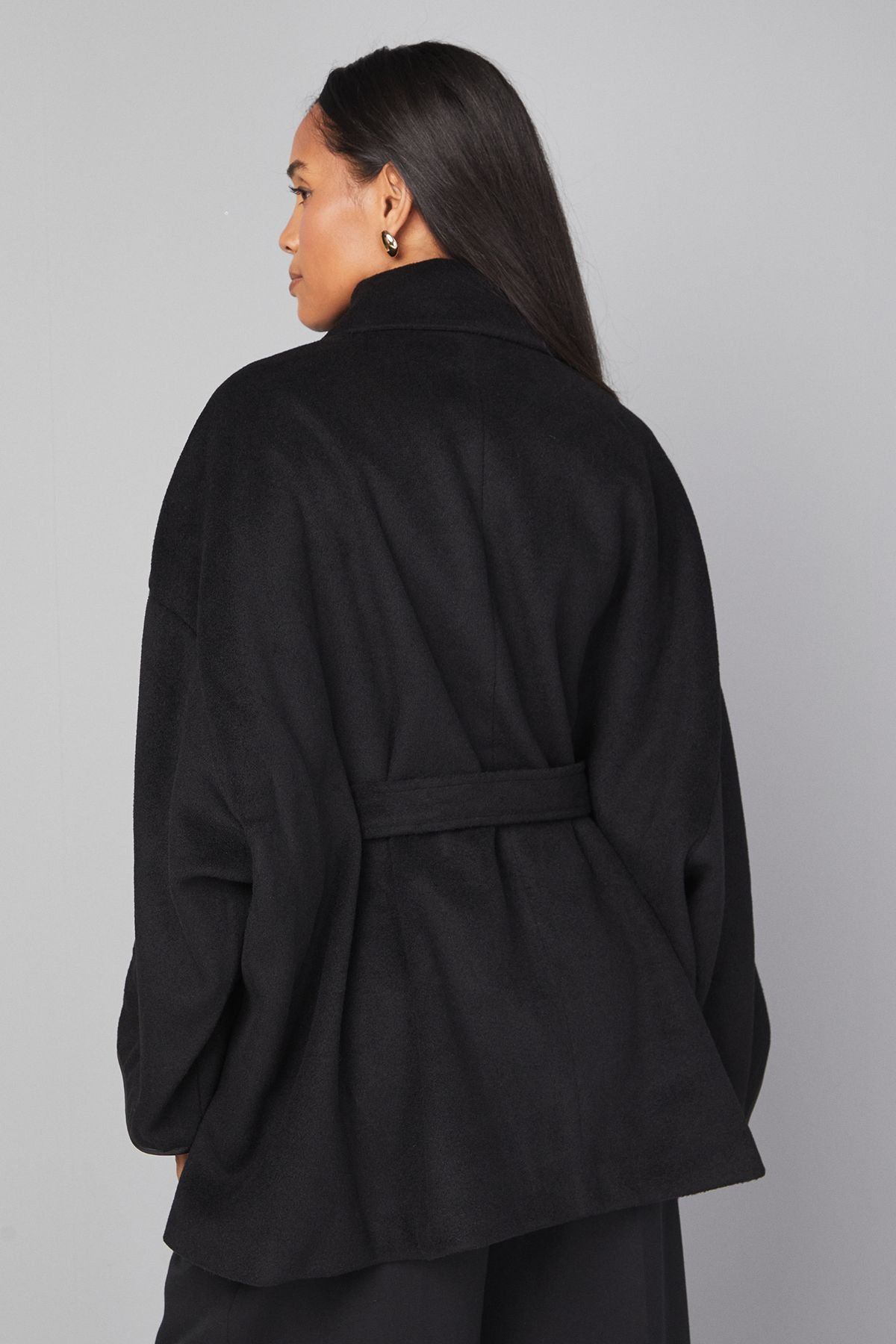 Wallis Wallis Women's Embroidered Cape Coat in Black - 3