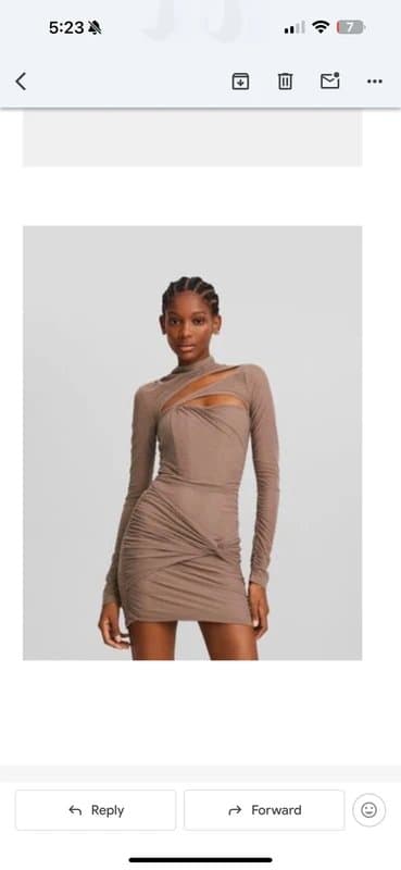Bershka Tulle Long Sleeve Mini Dress with Cut-Out