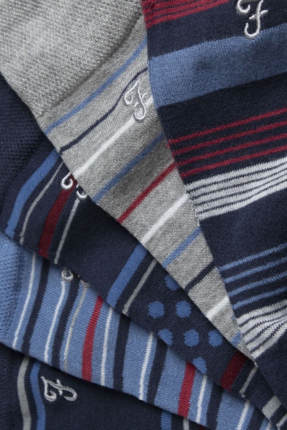 Farah FARAH Men's 5 Pack Bamboo Bright Striped Patterned Socks in Dark Navy - 4