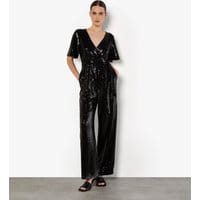 Apricot Women's Black Flat Sequin Angel Sleeve Jumpsuit Apricot New Look - 3