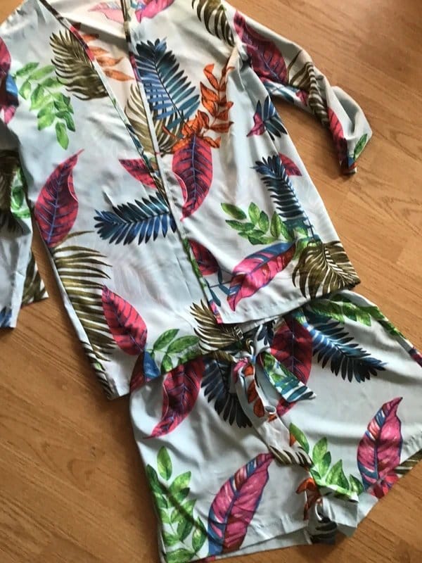 Shein Multi-Colour Floral Kimono Shorts Set Size M