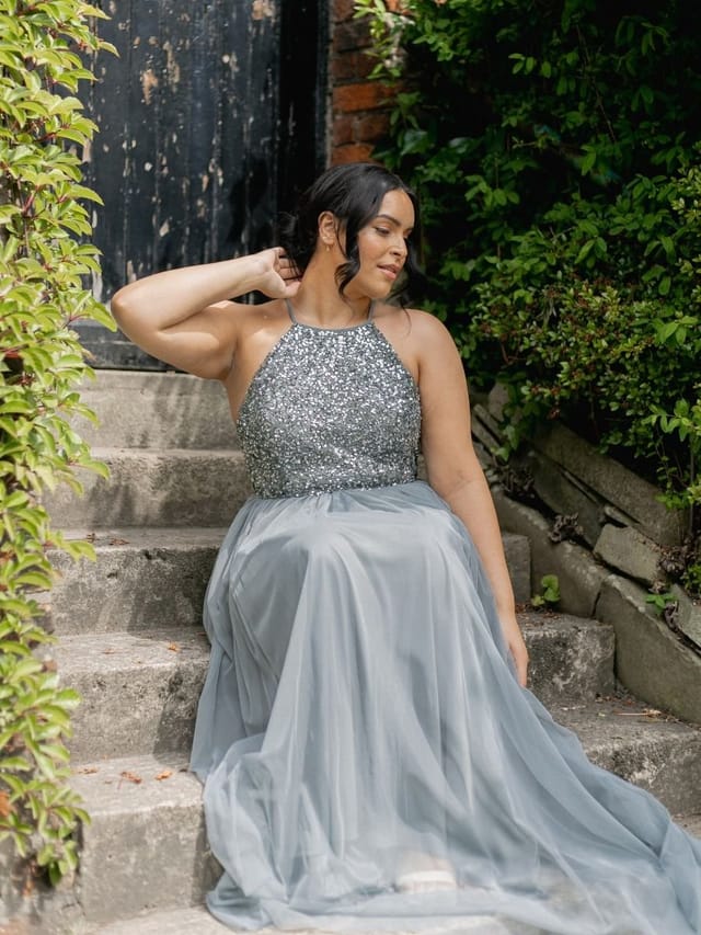 Maya Deluxe Maya Deluxe Women's Embellished Halter Neck Maxi Dress in Teal - 3