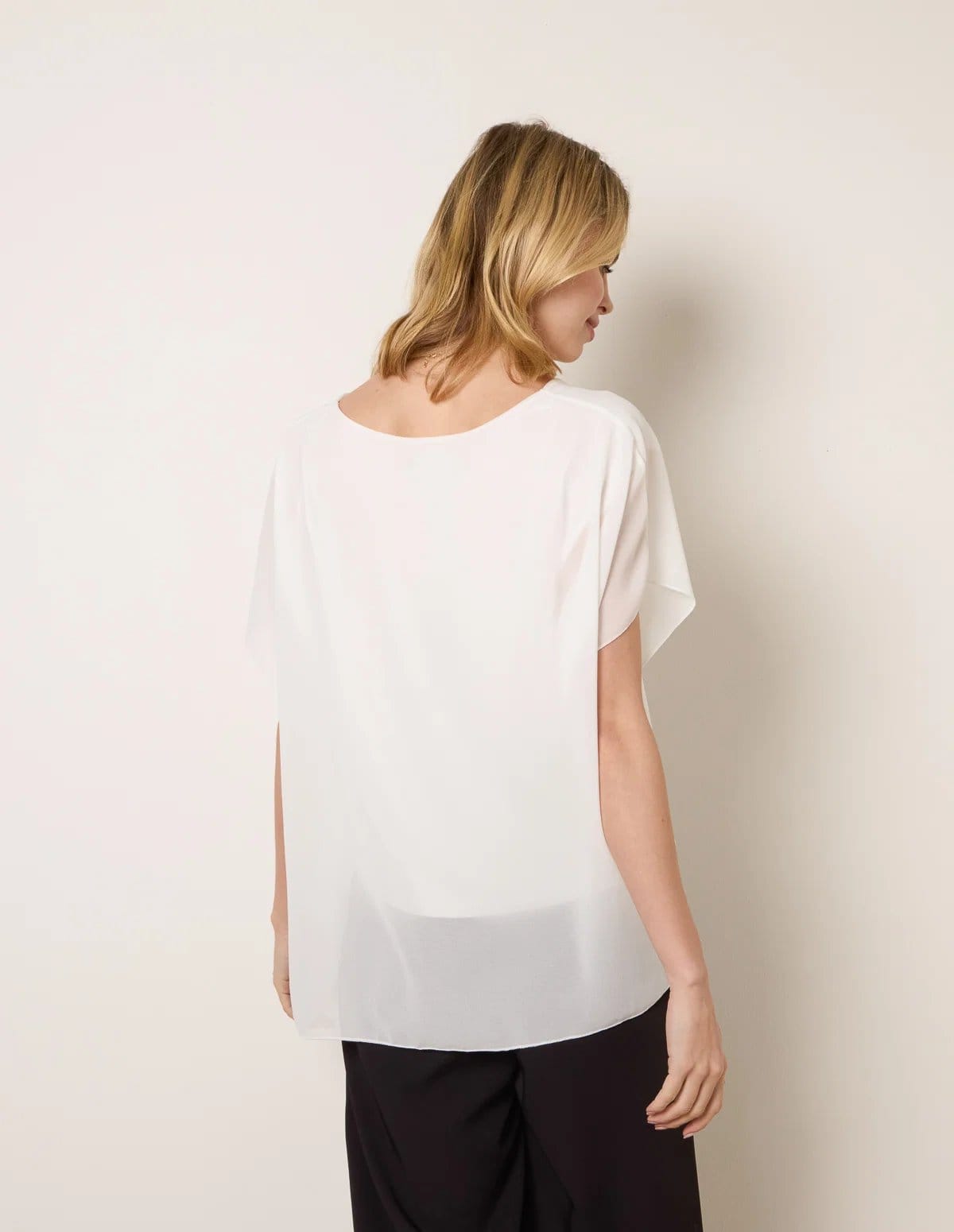 Blue Vanilla Chiffon Tie Knot Plain Top - 4