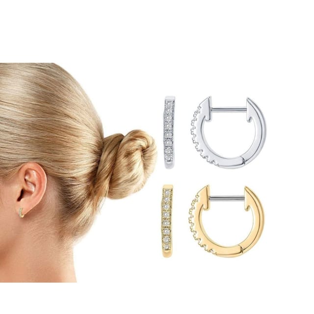 Lovii Lovii Women's Classic Zircon-Embellished Mini Hoop Earrings in Silver - 2