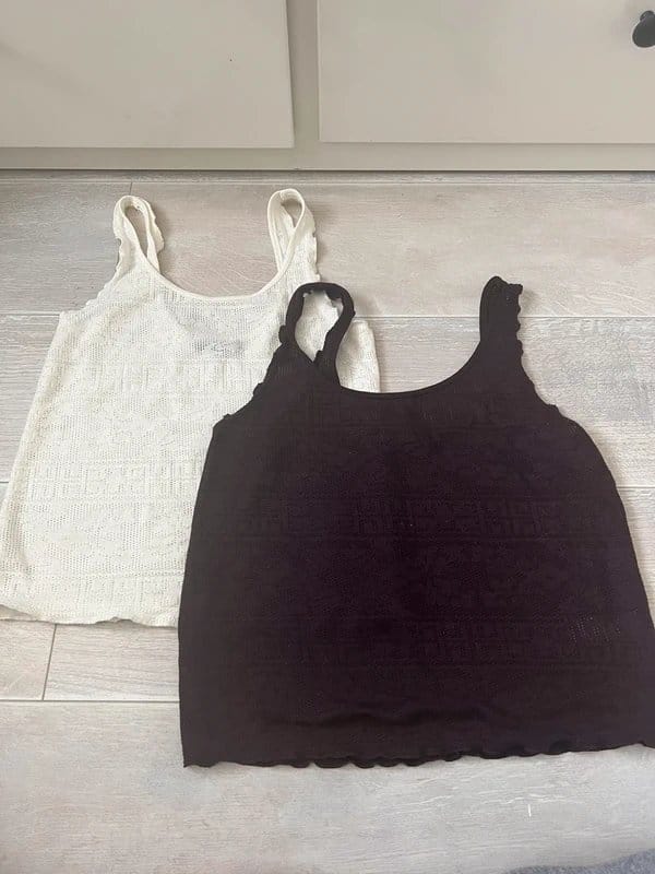 Topshop Crochet Lace Camisoles - Purple & White