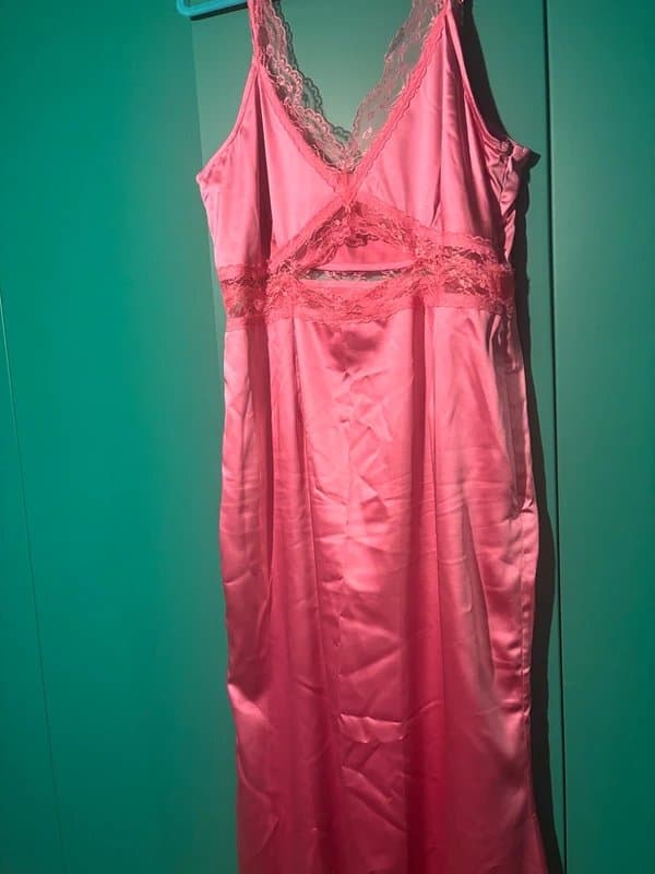 Never Fully Dressed Never Fully Dressed Pink Satin & Lace Midaxi Slip dress 16