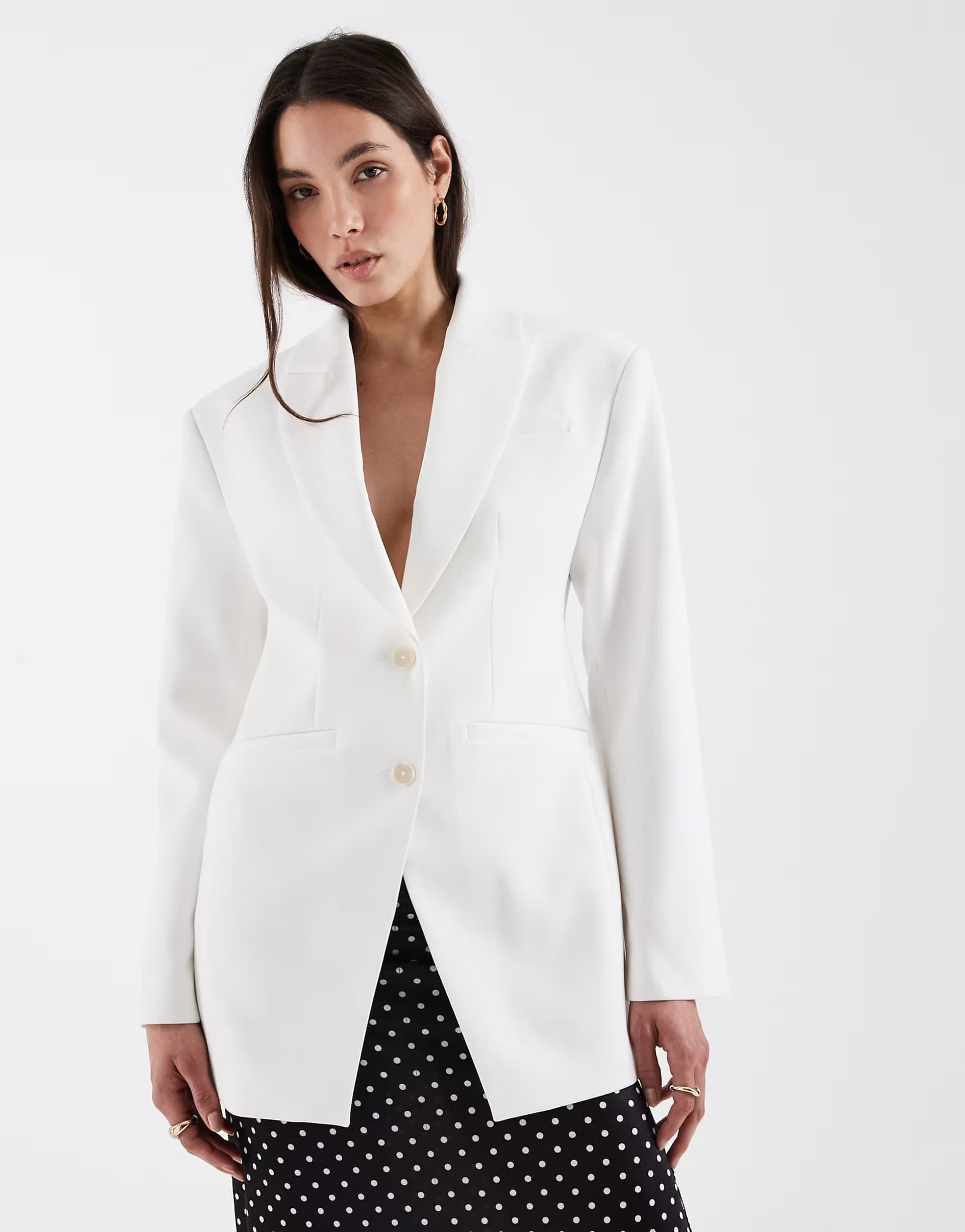 ASOS ASOS DESIGN tailored longline fitted blazer in white