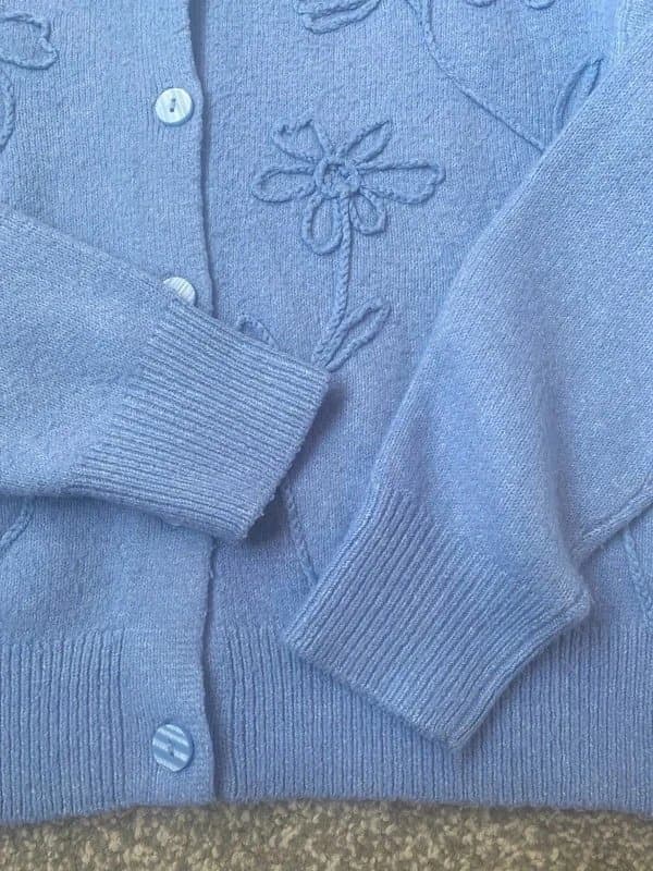 New Look New Look Blue 3D Floral Knitted Cardigan Size Small