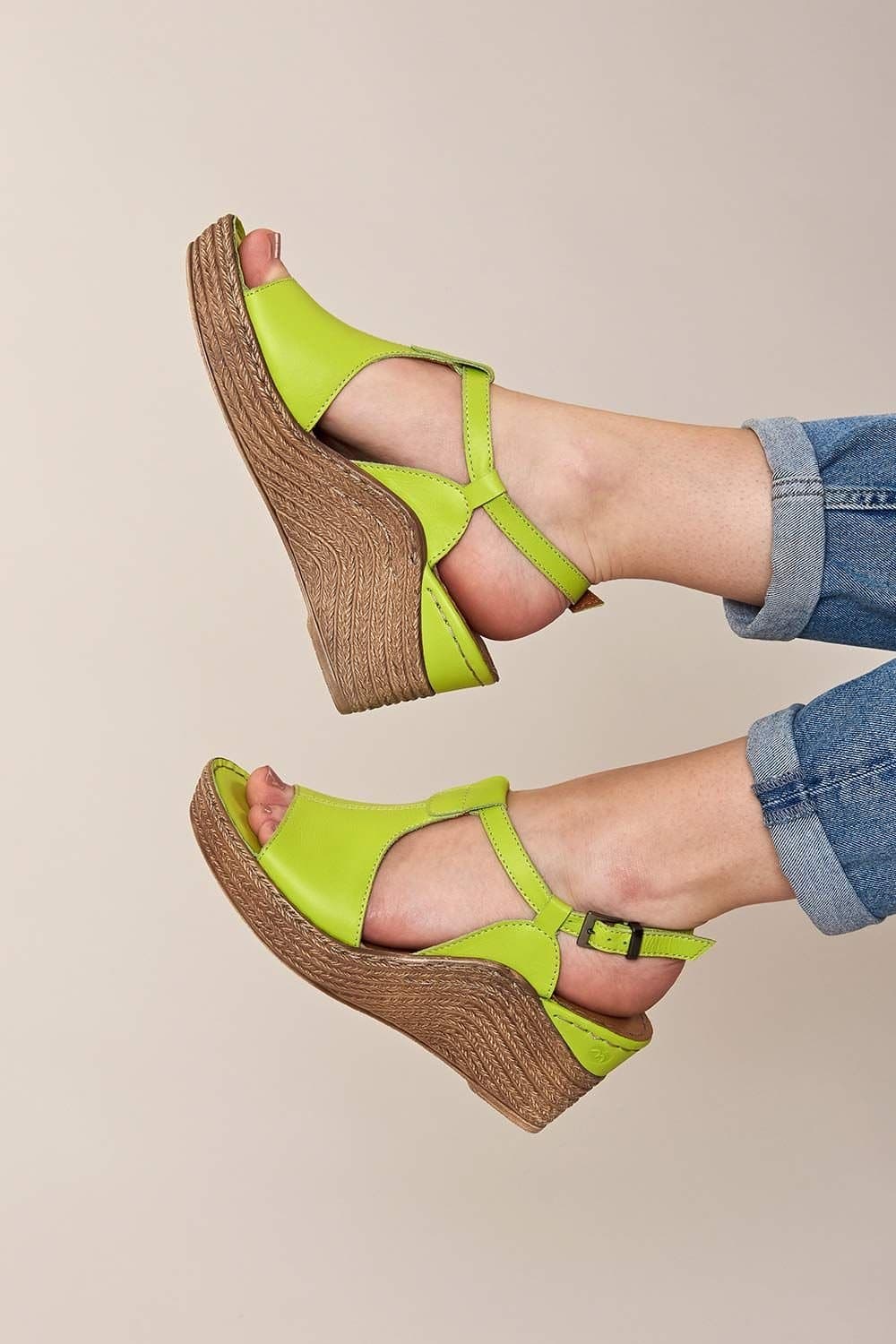 Moshulu Moshulu Women's 'Peach Melba 2' T-Bar Wedge Sandals In Bright