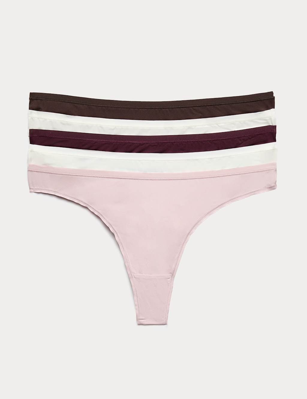 Marks & Spencer M&S 5pk Microfibre Low Rise Thongs Bitter Chocolate