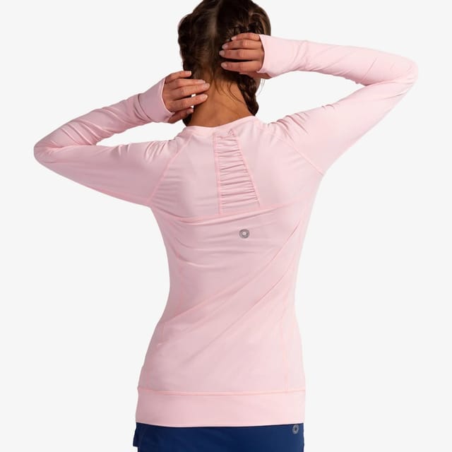BloqUV BloqUV Women's Regular Fit UPF 50+ Sun Protection Ruched Long Sleeve Top in Light Pink - 2