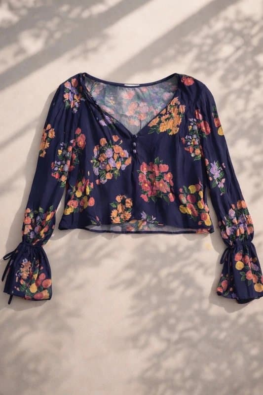 Zara Zara sheer floral cropped blouse | vintage style | boho romantic | UK 12–14