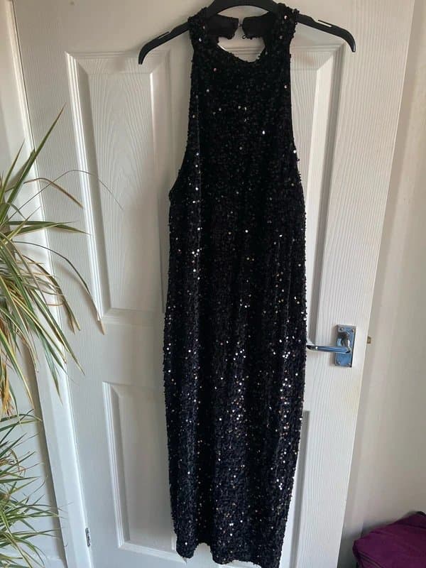 New Look New Look black sequin midi black party dress
