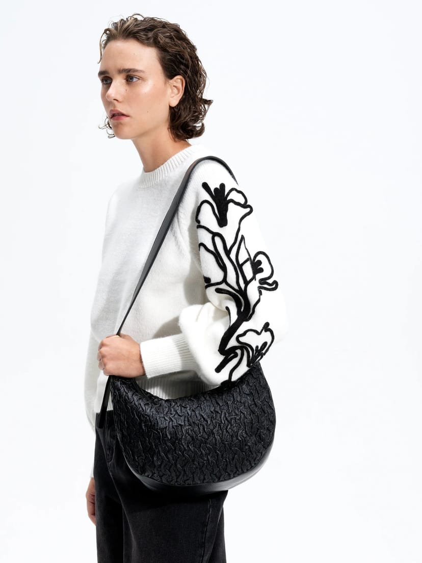 French Connection Patrice Floral Embroidered Sleeve Jumper Summer White - 1