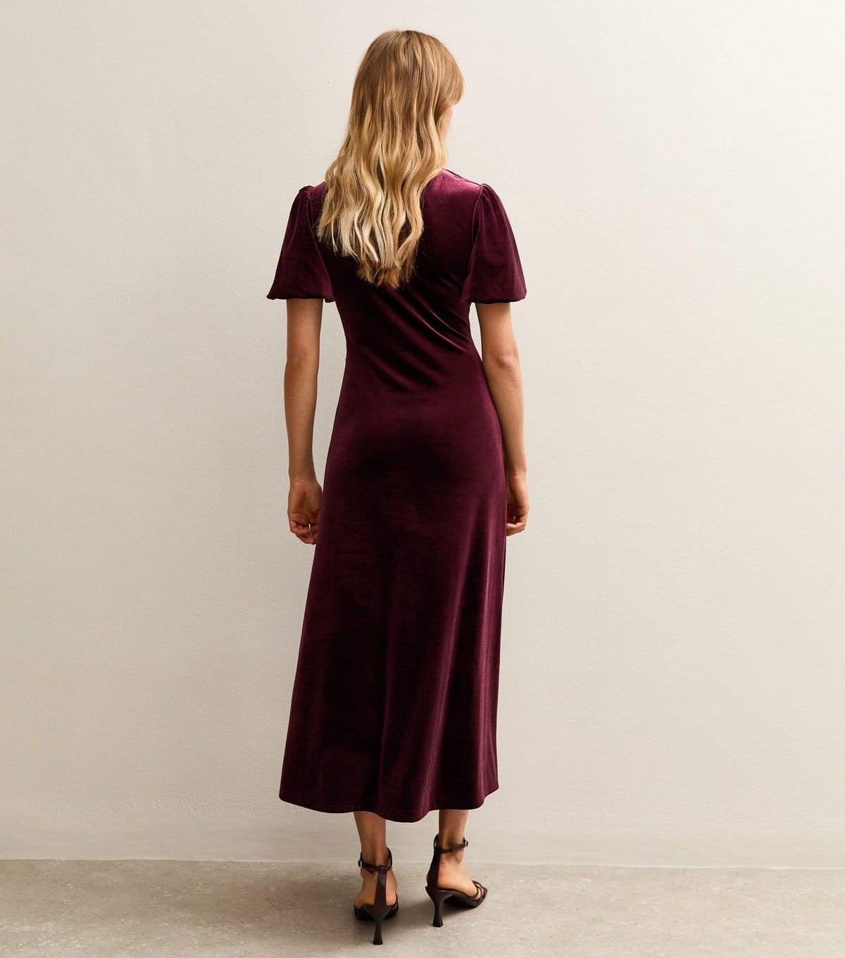 New Look Women's Burgundy Velvet Lace Insert Midi Dress New Look - 4