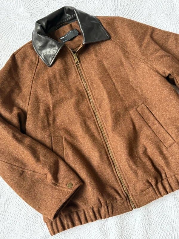 ASOS Wool Blend Heritage leather Bomber jacket