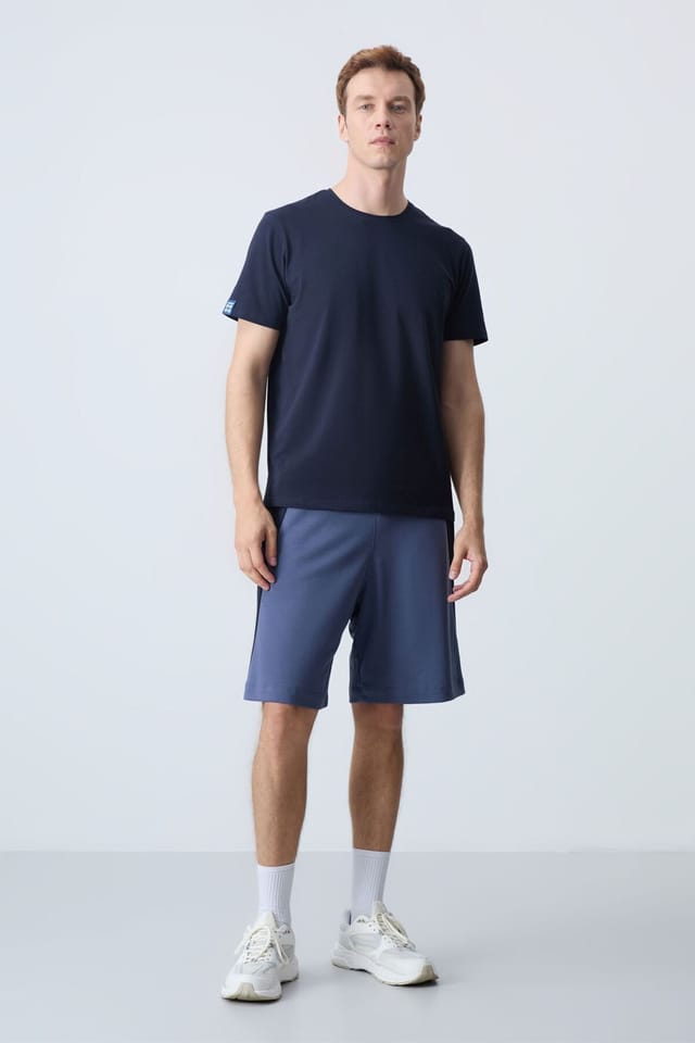 Tommy Life Tommy Life Men's Cotton Blend Sweat Shorts in Mid Navy - 2