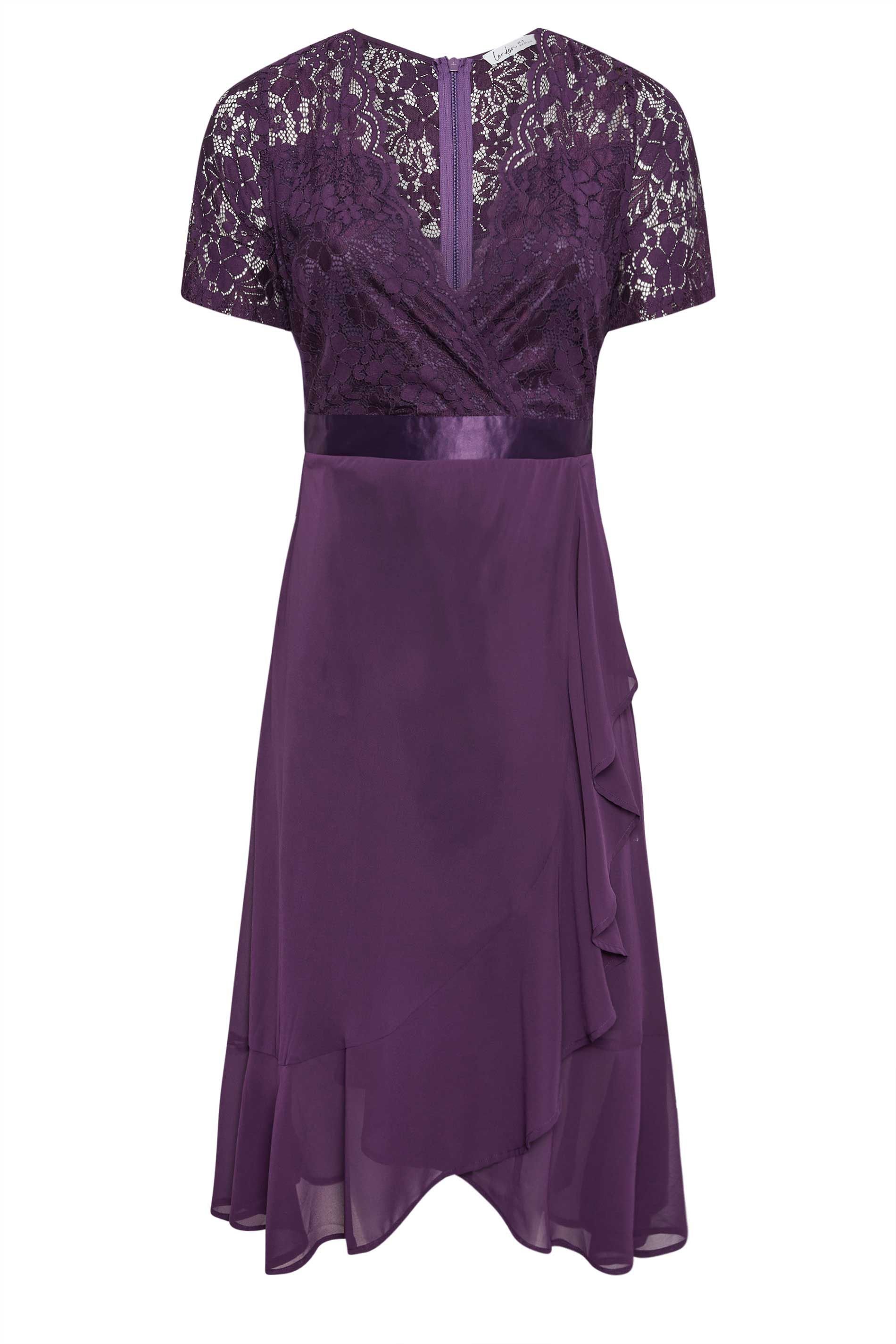 Yours Yours Women's Lace Occasion Midi Dress in Purple - 2