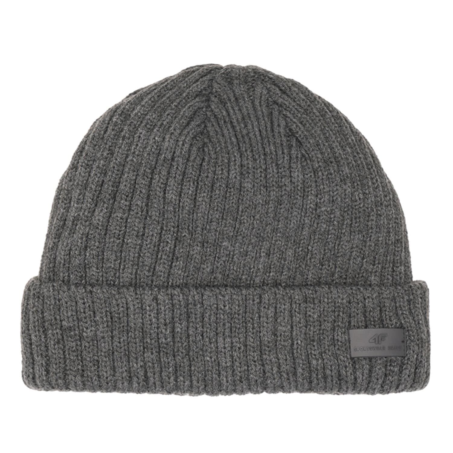 4F 4F Men's H4Z22 Logo Turned Up Cuff Beanie in Grey