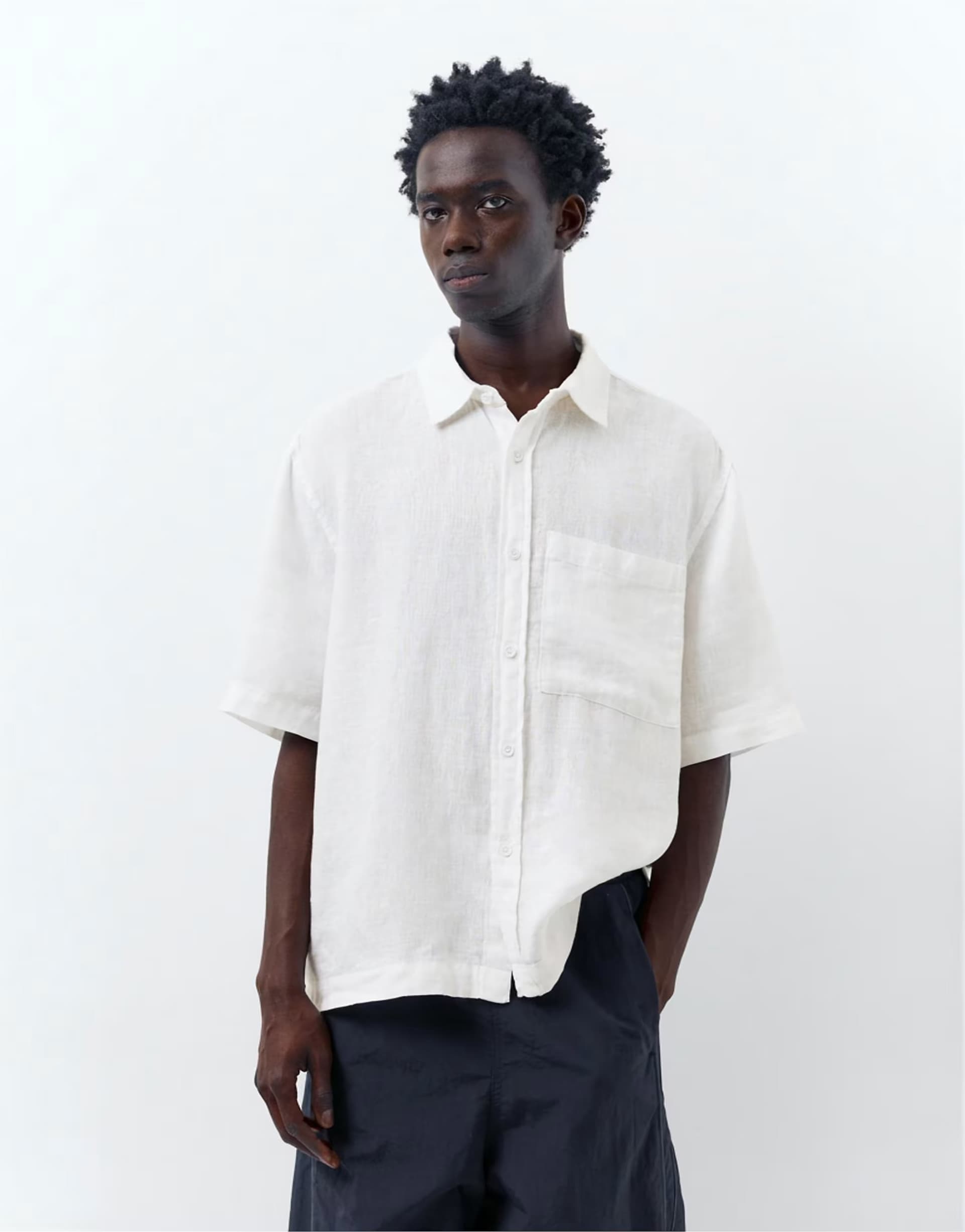 ASOS ASOS Off White Linen Short Sleeve Shirt