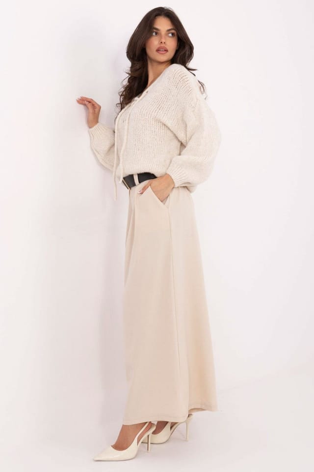 Love Lace Love Lace Women's Viscose Polyester High Waist Palazzo Pants in Beige - 2