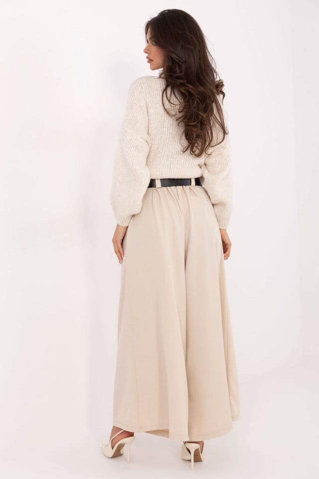 Love Lace Love Lace Women's Viscose Polyester High Waist Palazzo Pants in Beige - 3