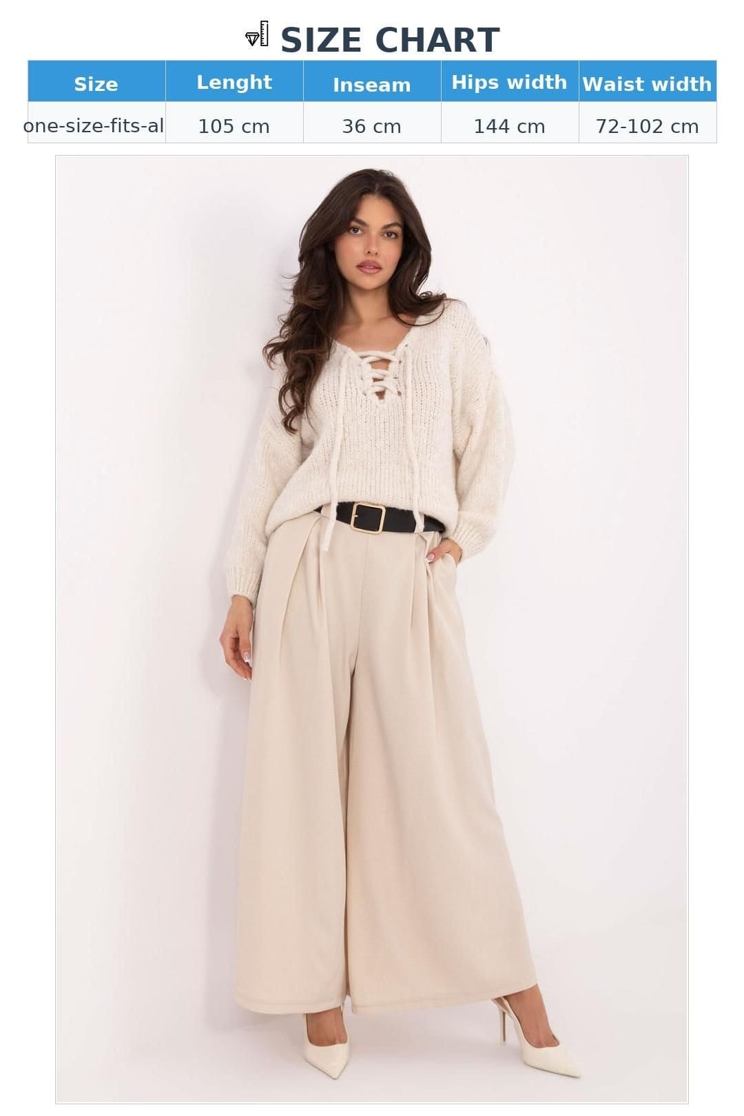 Love Lace Love Lace Women's Viscose Polyester High Waist Palazzo Pants in Beige - 4