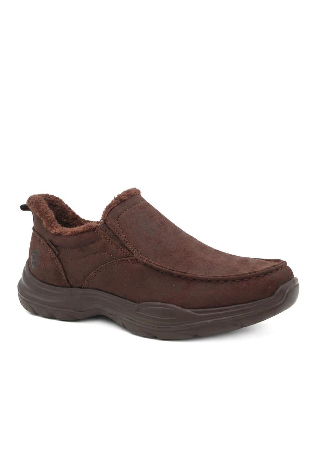 Pavers Pavers Men's Easy Step In Wide Fit Faux Fur Lined Shoes in Brown