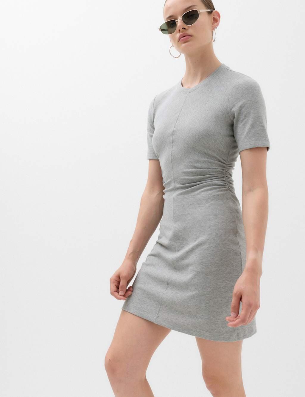Marks & Spencer M&S Jersey Ruched Mini T-Shirt Dress Grey