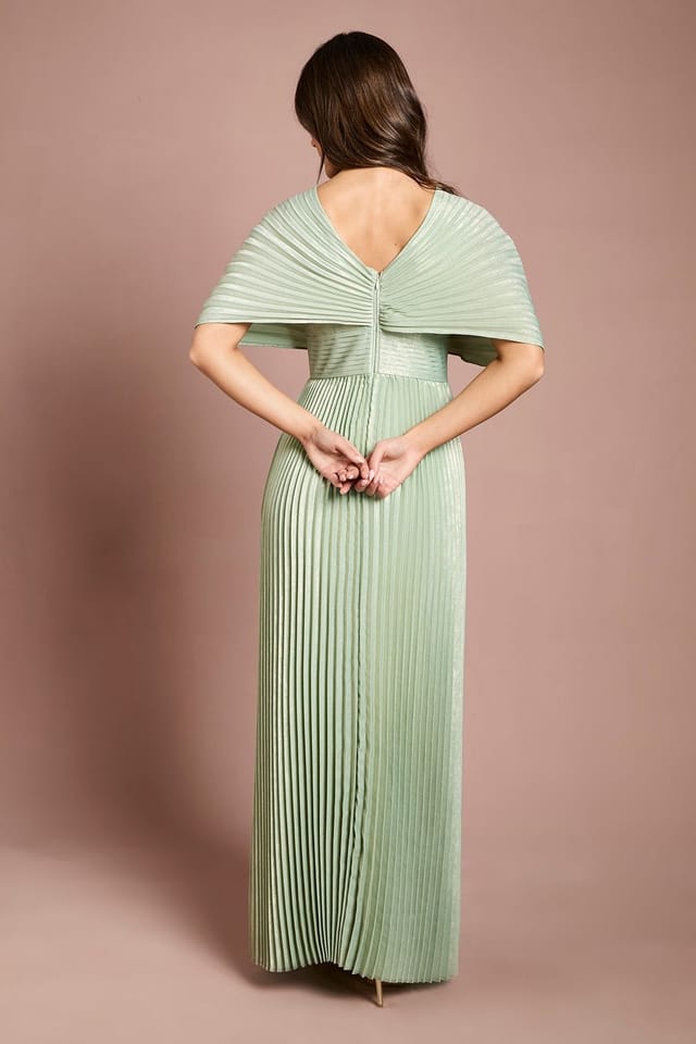 Coast Coast Women's Batwing Pleated Metallic Midaxi Dress in Sage - 3