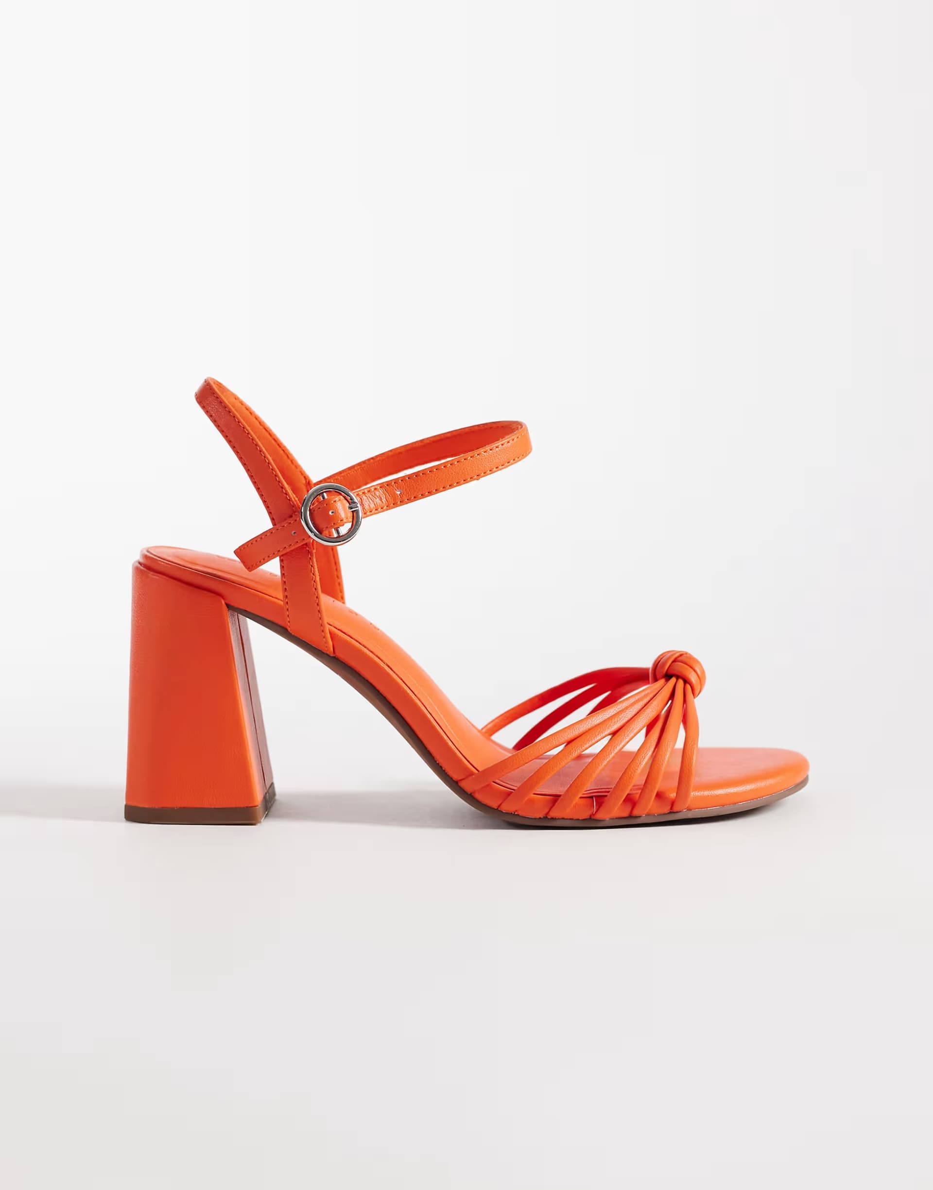 ASOS ASOS Orange Leather-Like Block Heel Sandals